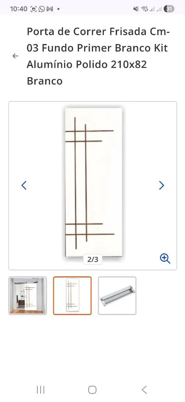 Porta de Correr Branca -  210x82  - Foto 3