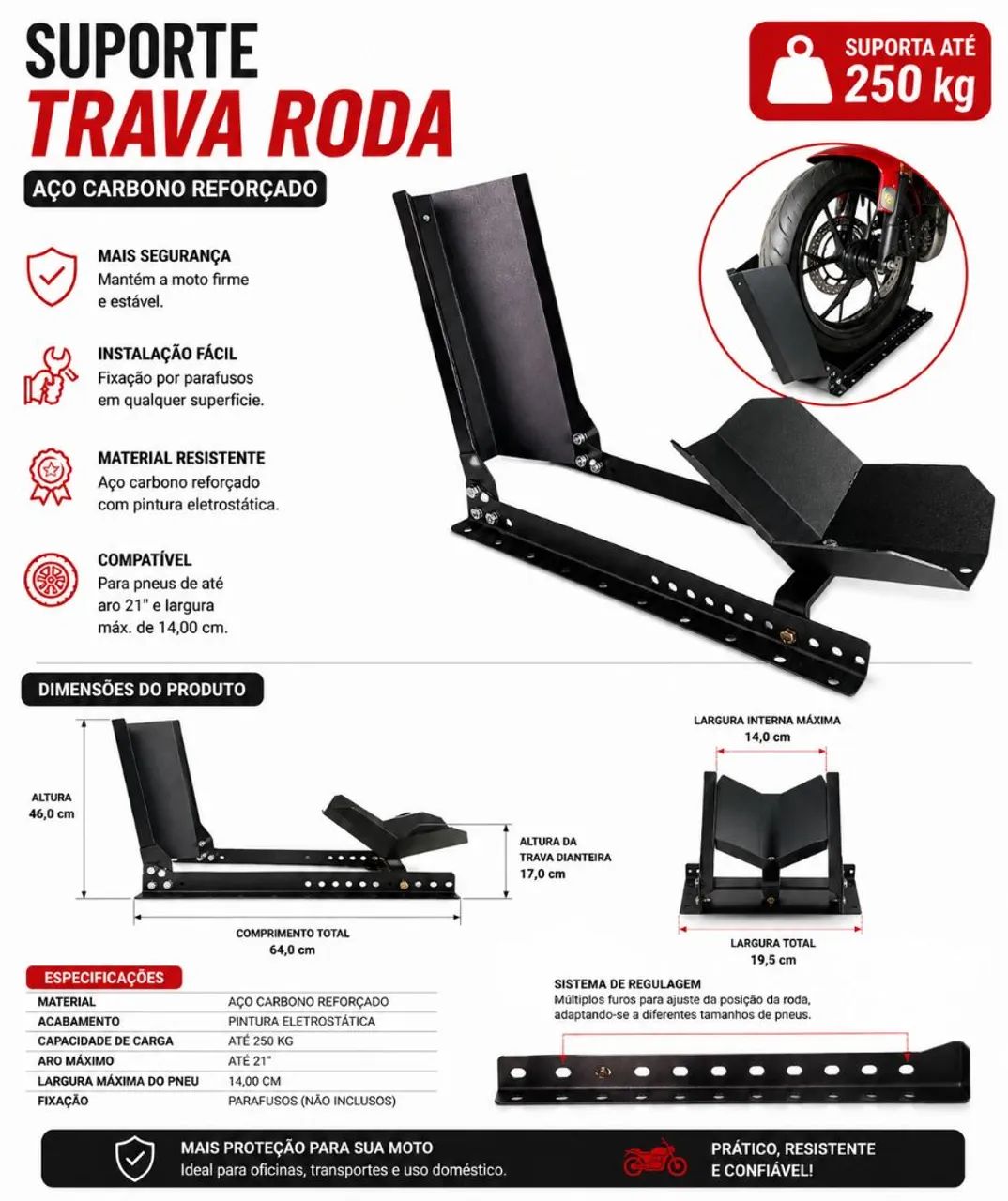 Trava roda para moto  - Foto 4
