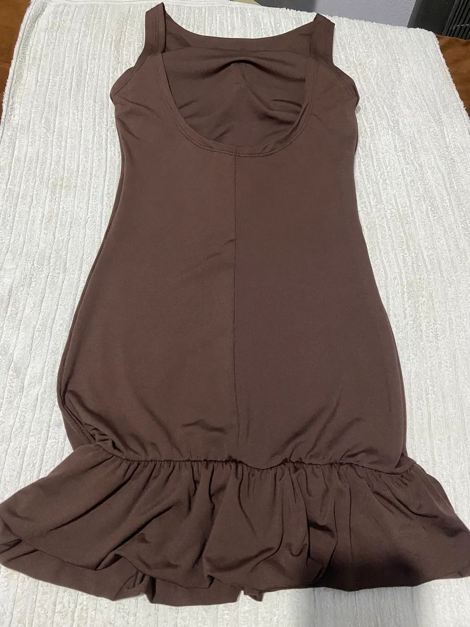 Vestido de malha marrom comprimento 0.80 - Foto 3