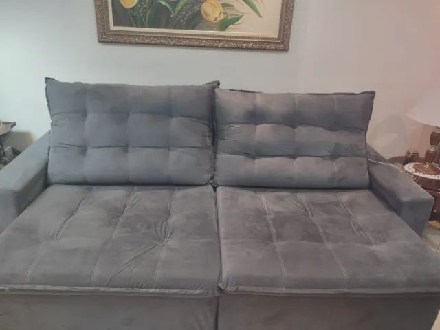 Sofá Retrátil e Reclinável Cinza Escuro 2 Lugares - Foto 3