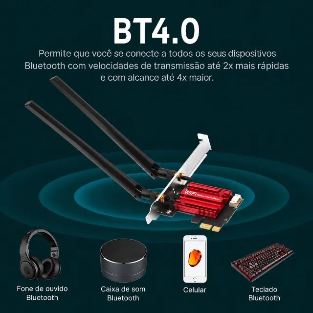 Placa de rede Wifi 5 bluetooth 4.0 Fenvi AC1200 2.4G e 5G - Foto 5