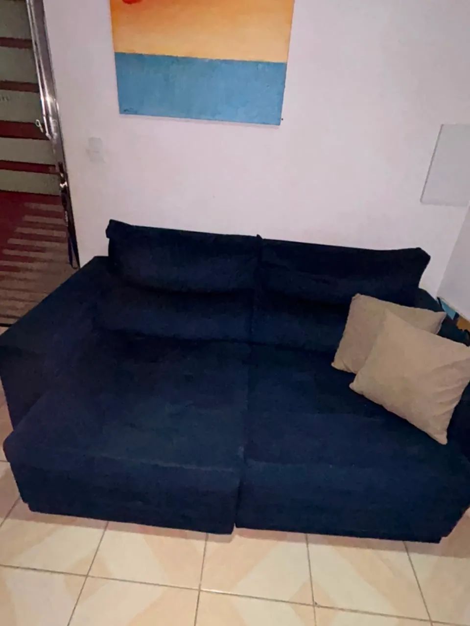 Sofá retrátil azul  - Foto 4