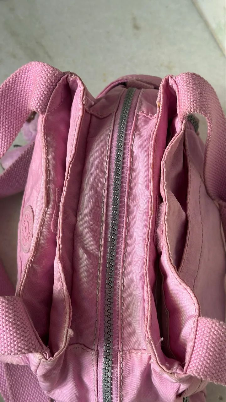 Kipling Bolsa Rosa Original com Macaquinho - Foto 3