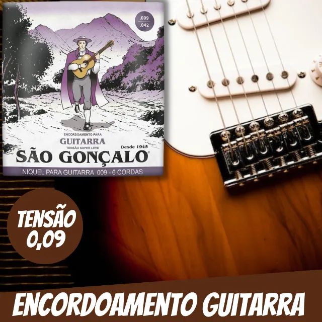 Jogo de Cordas Encordoamento Guitarra 0,09 São Gonçalo _ MS37