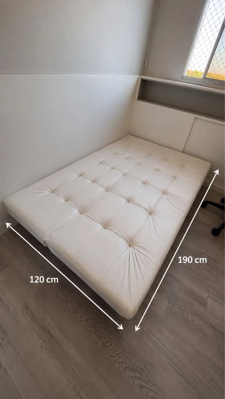 Sofá cama courino branco - sofa cama sofa-cama sofacama retratil  - Foto 4