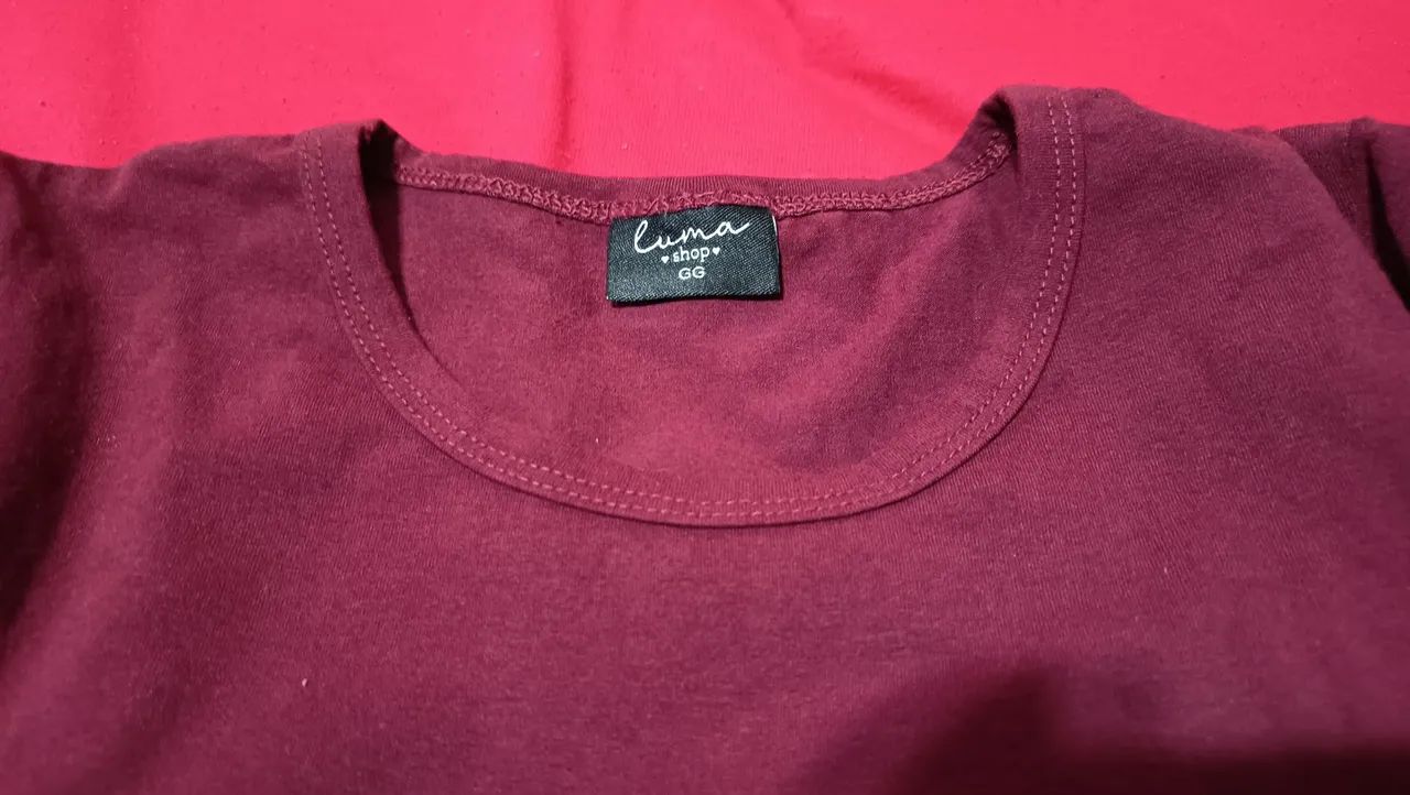 Camiseta manga longa vinho GG algodão+elastano Nova - Foto 2