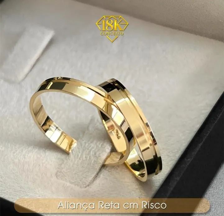 Par de aliança em ouro 18k 