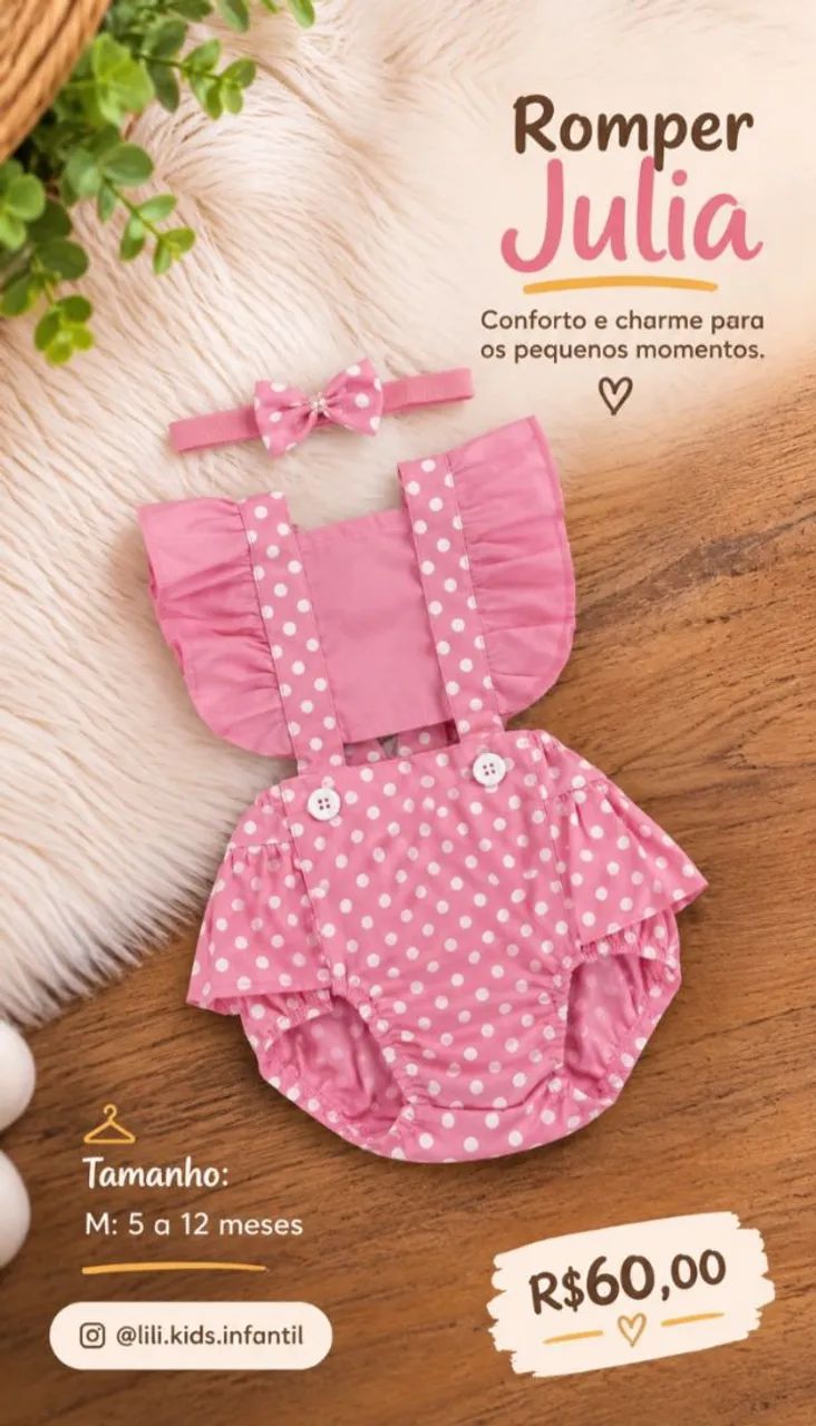 Romper Infantil Julia 5 a 12 meses  - Foto 3