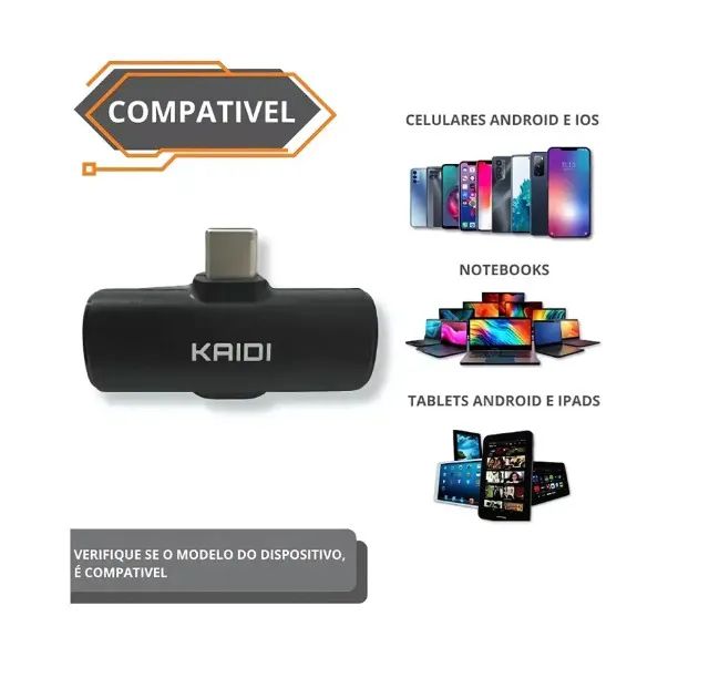 Microfone de Lapela Duplo Sem Fio Com Ímã Kaidi  - Foto 4