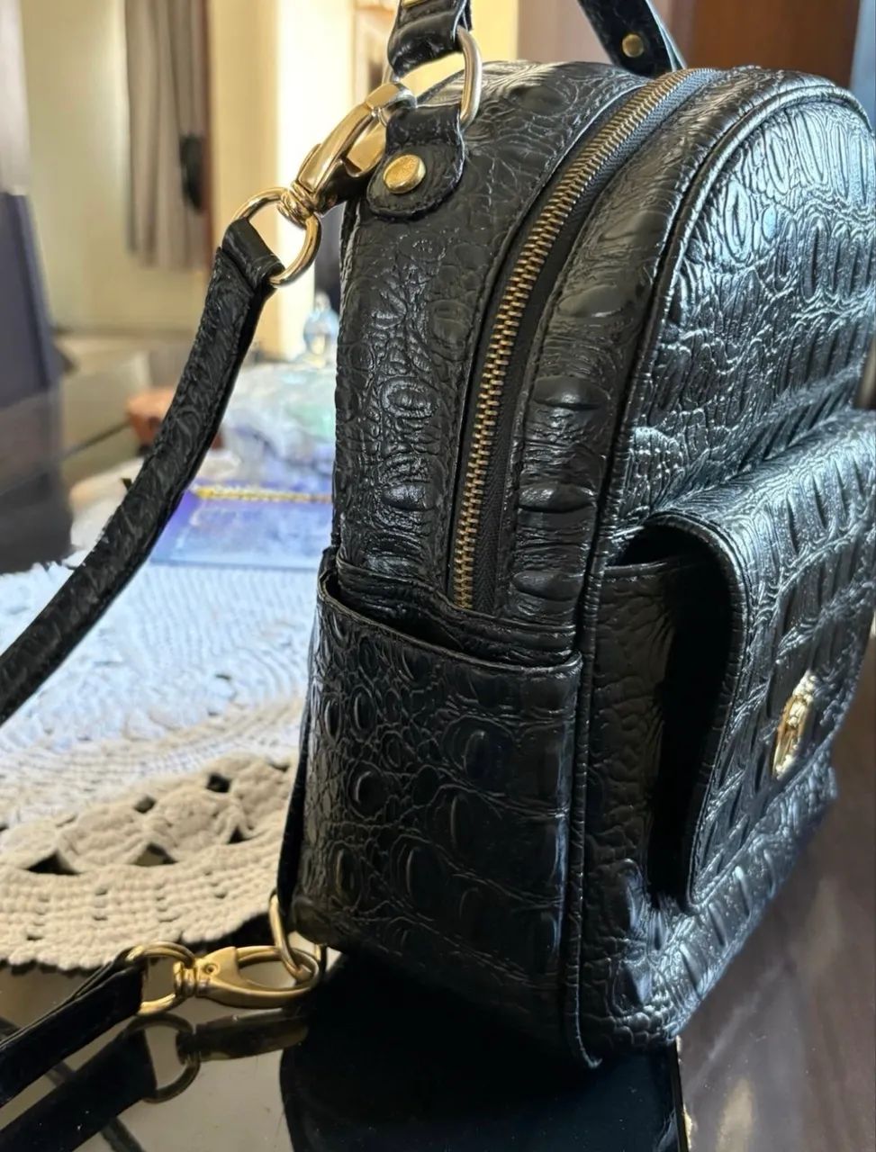 bolsa de couro preta  - Foto 3