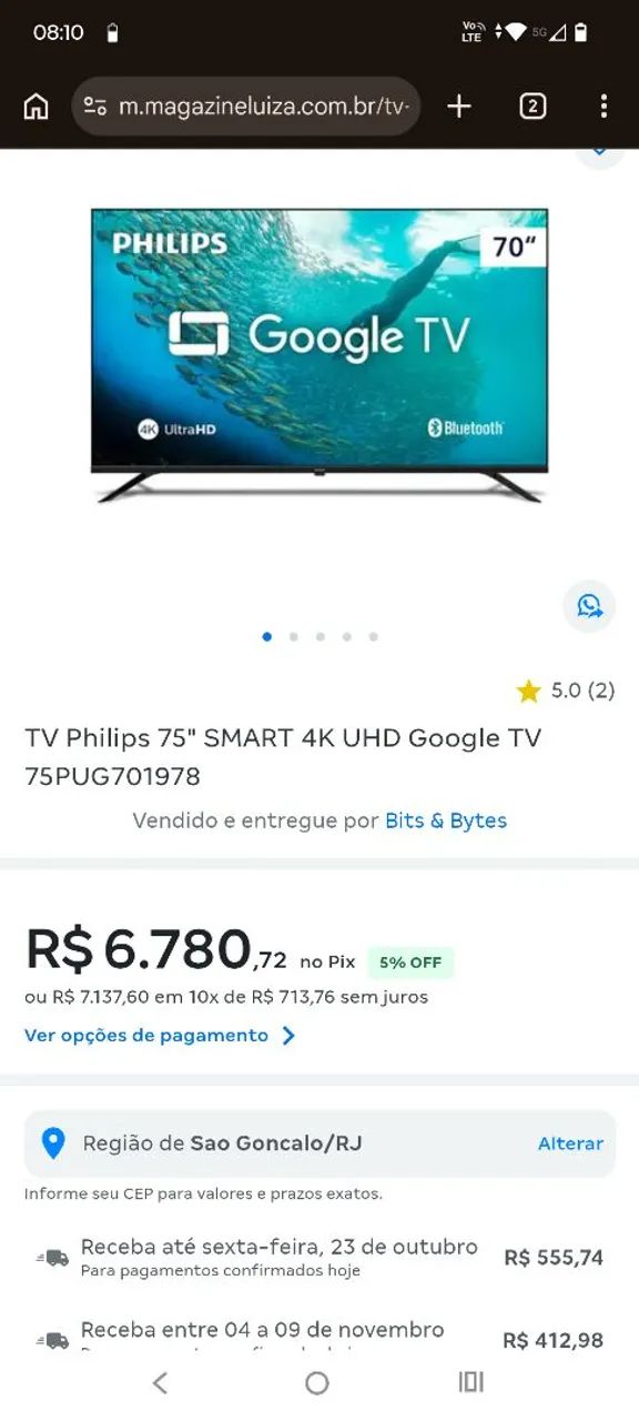 Tv fhilips 75 polegadas 10 meses de uso  - Foto 3