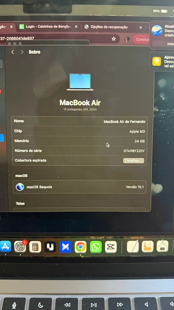 MacBook Air M3 13? 512GB SSD | 24GB RAM | Com Caixa | Apple - Foto 2