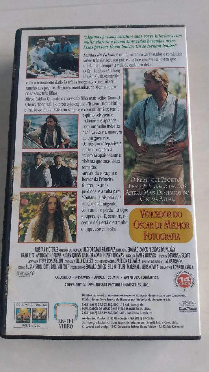 VHS original lendas da paixão legendado.  - Foto 2