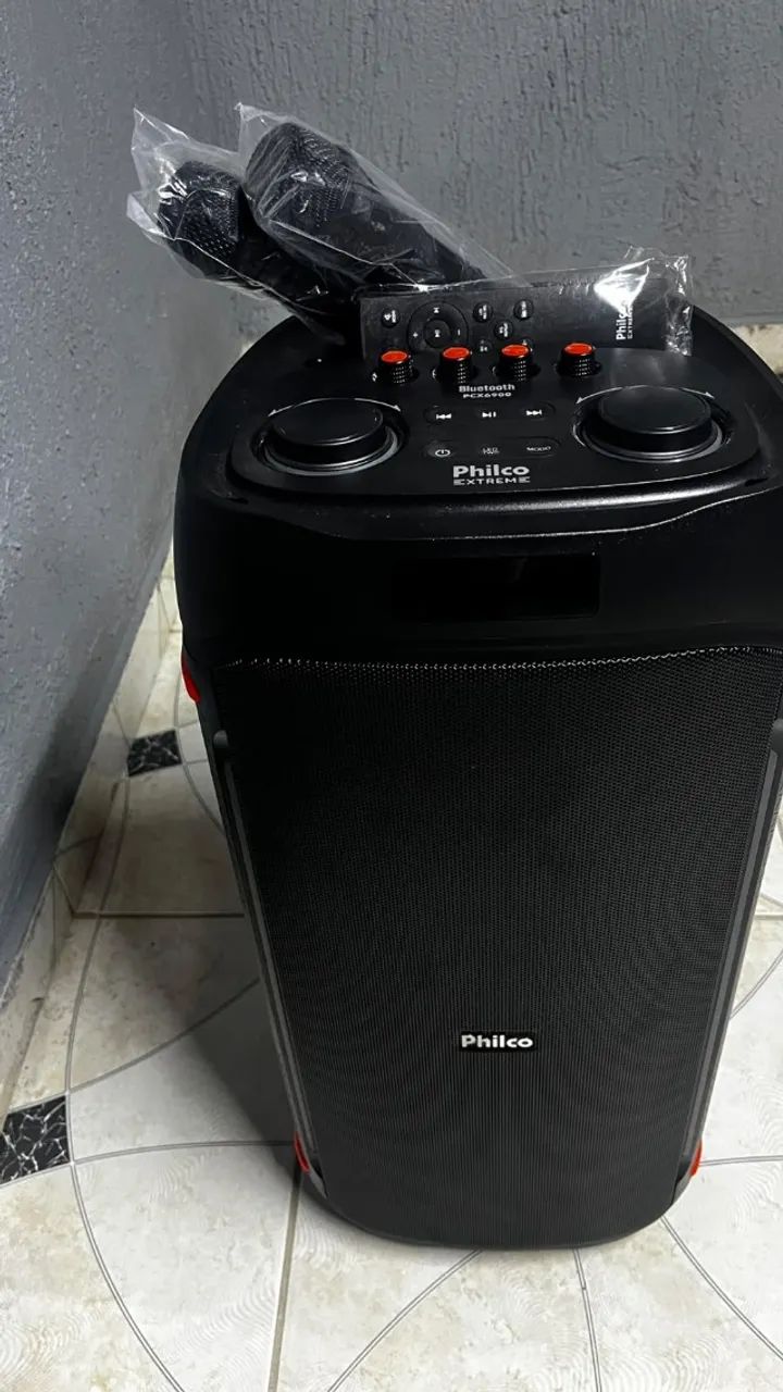 Caixa de som philco extreme 1200w 2 microfones pcx6900 bivolt - Foto 4
