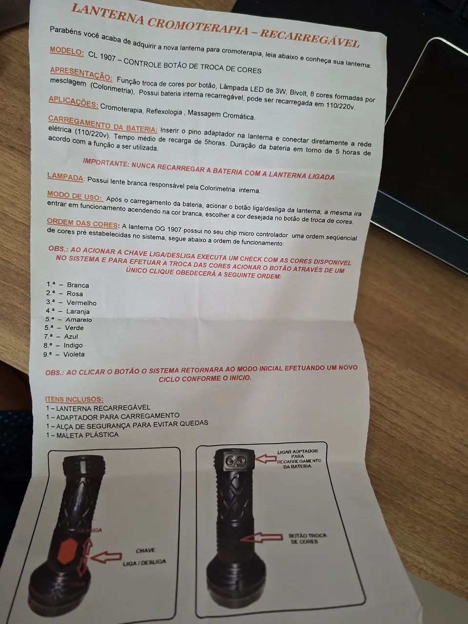 Lanterna Cromoterapia Recarregável  - Foto 4