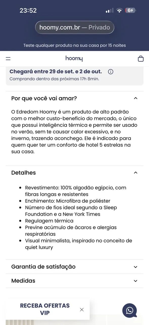Edredom hoomy algodão egípcio com toque de pluma solteiro novo !  - Foto 4
