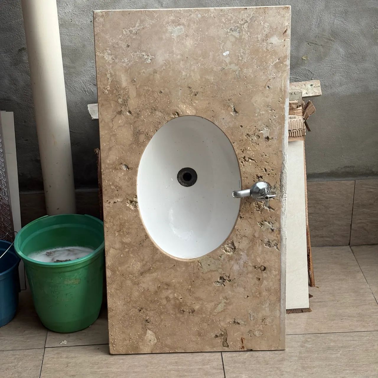 Bancada Pia banheiro pedra