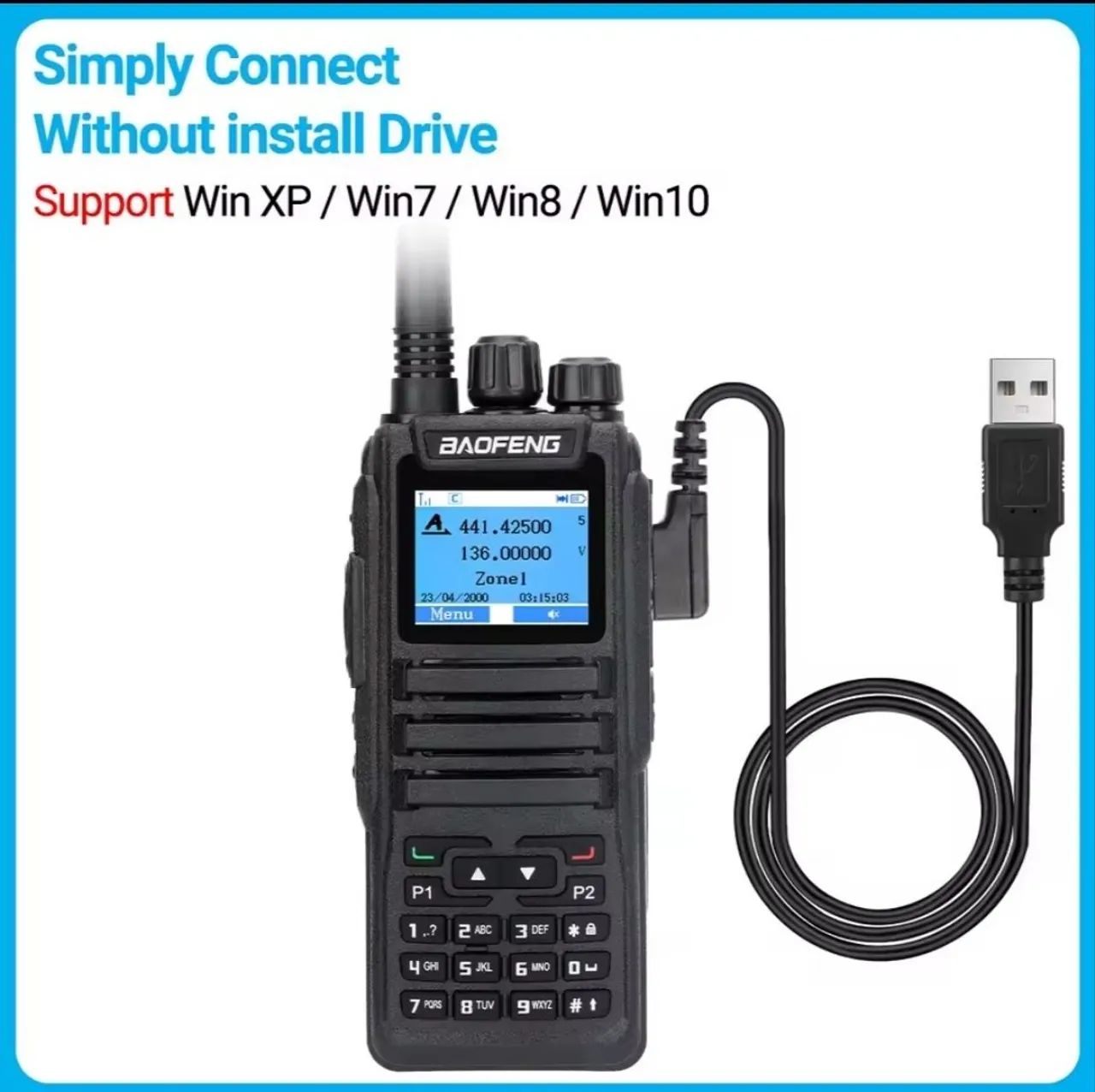 Cabo programação configuração Baofeng DMR DM1701 DM1702 DM5R DM1801 - Foto 2