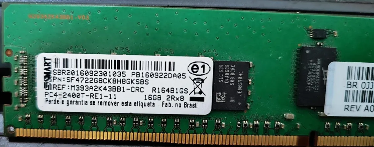 Kit com 6 Memórias RAM 16GB DDR3 ECC REG PC3-14900R (Servidor