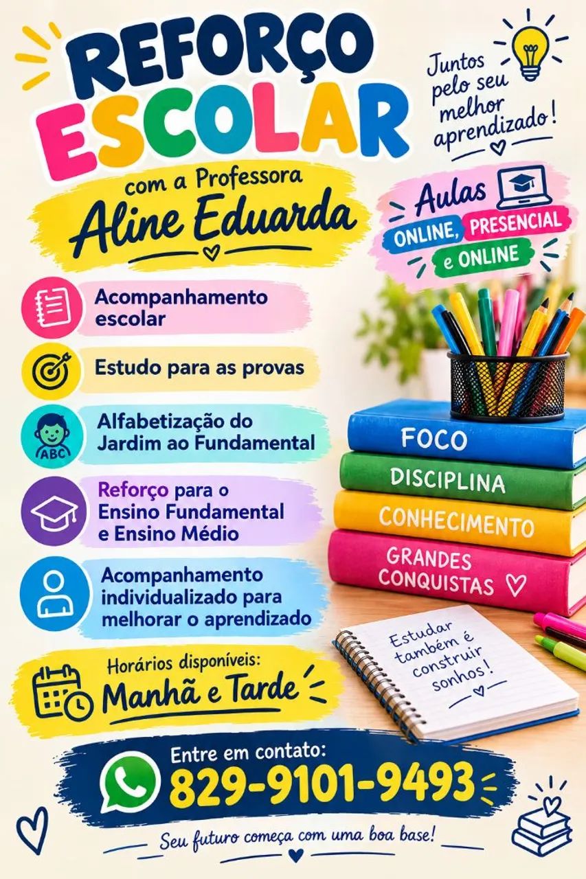 Reforço escolar presencial e online