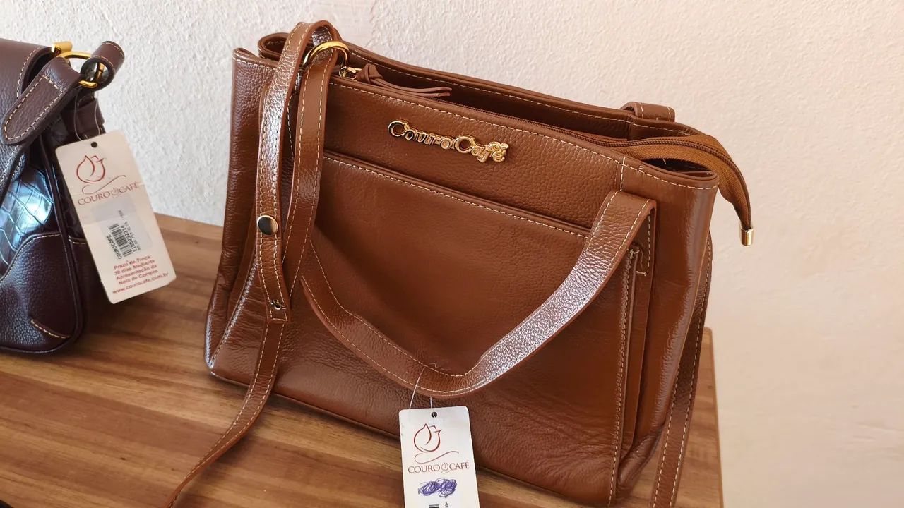 Bolsas Legítimo Couro Café  - Foto 3