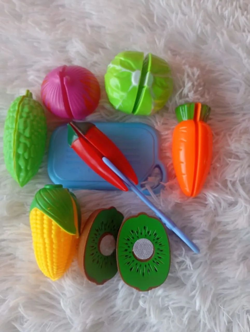 Kit comida de brinquedos com velcro 9 peças 