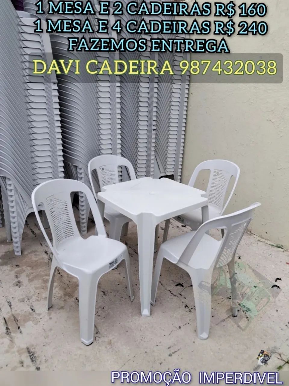 MESA MAIS CADEIRA DE PLASTICO COM QUALIDADE PREMIUM