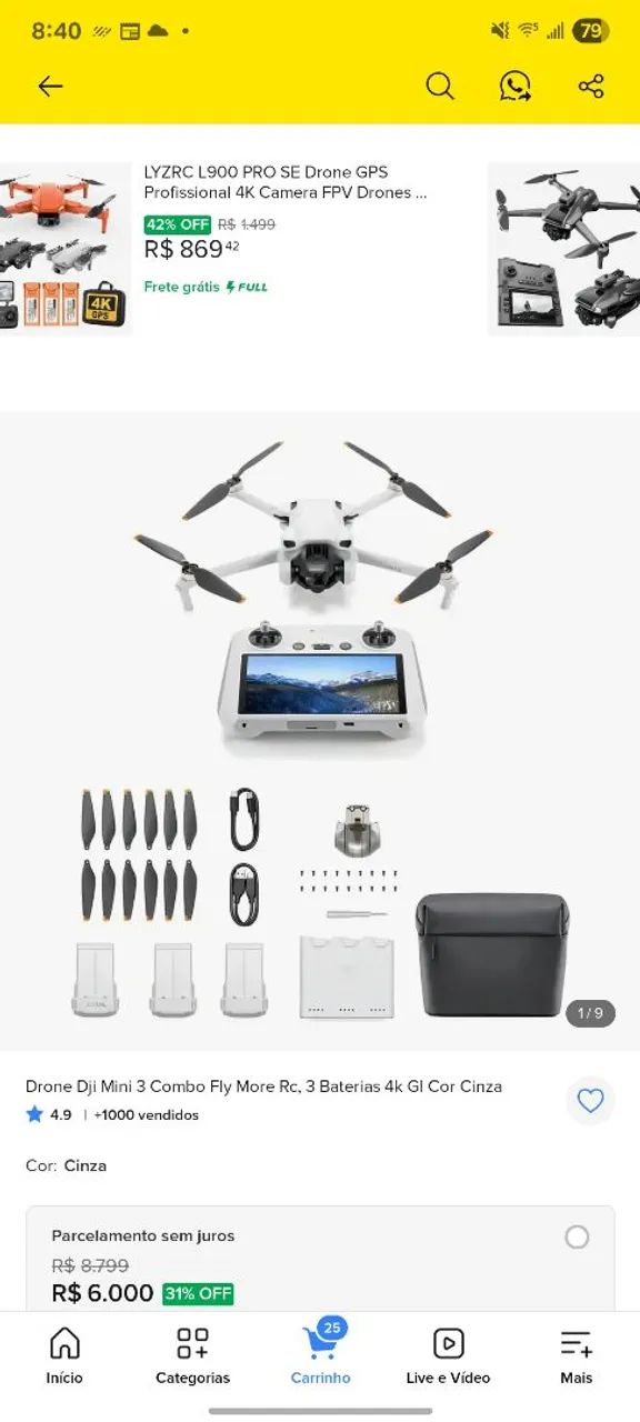 Drone dji mini 3 combo fly more - Foto 2