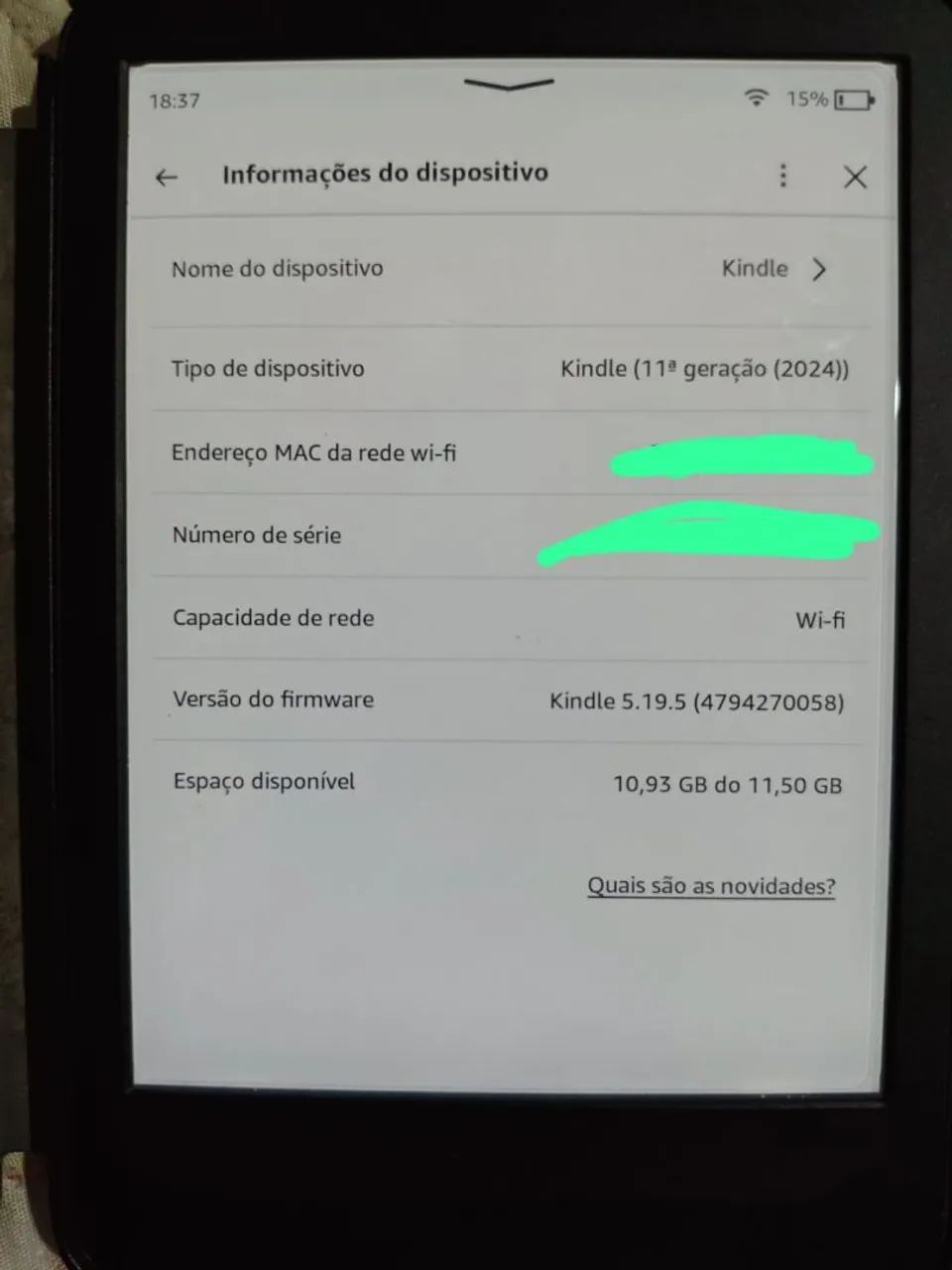 E-Reader Kindle de 11ª geração (modelo 2024)