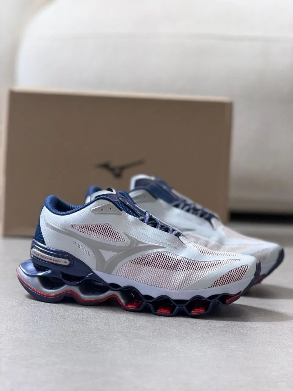 Mizuno Wave Prophecy 15 Premium Branco e Marinho! 