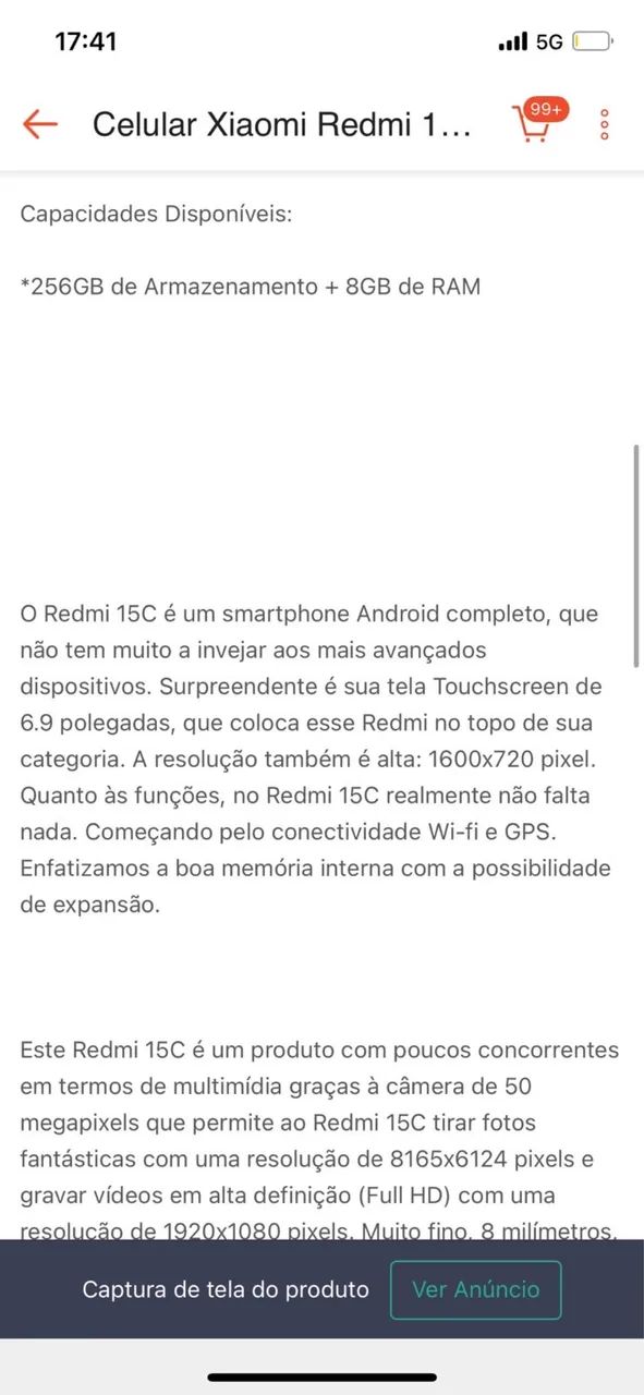 Celular redmi 15C com menos de 20 dias de ativado,  - Foto 3