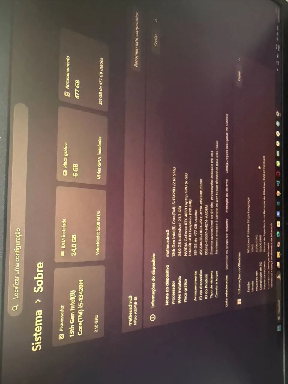 Notebook Acer nitro V15 Rtx 4050 6gb vram - Foto 4