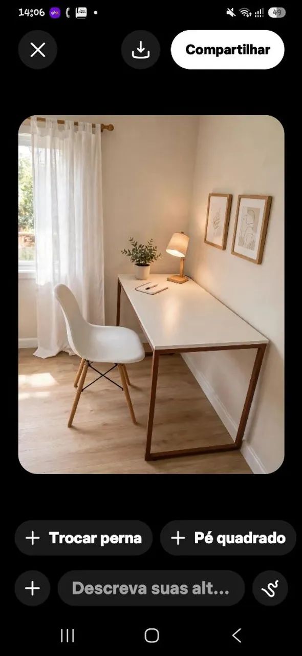 Mesa pé de ferro com cadeira 