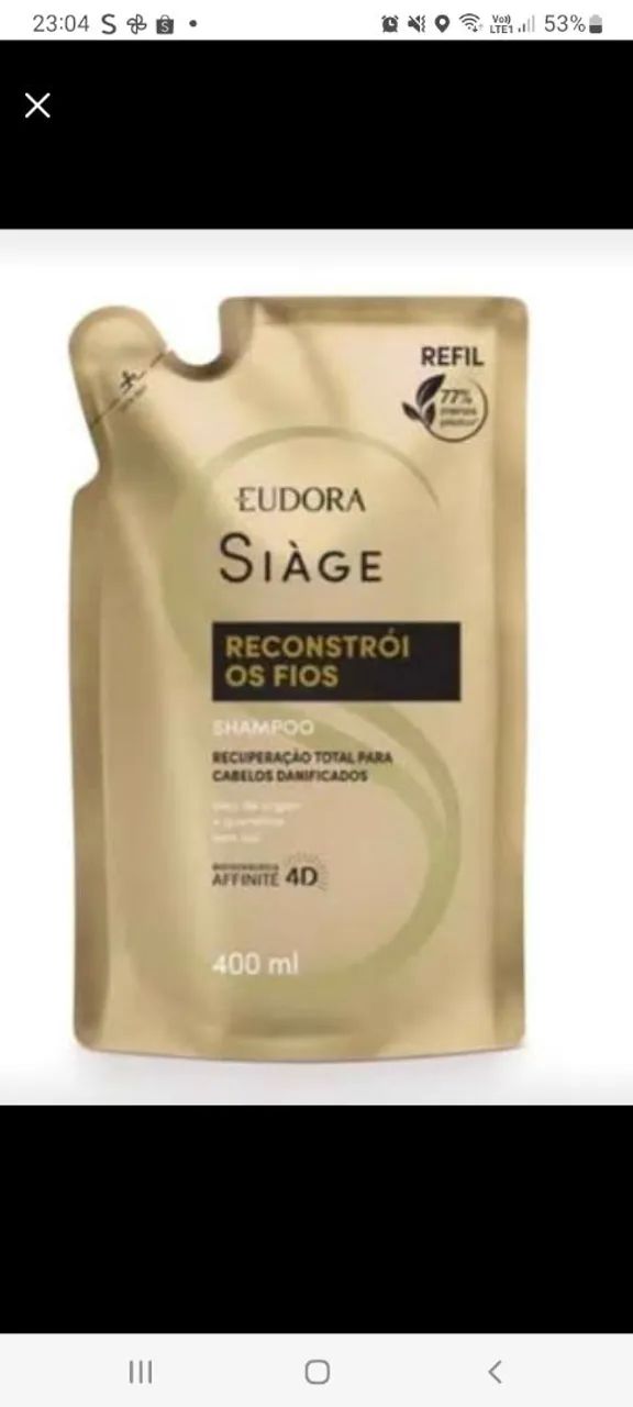 Vendo Refil do Shampoo Siàge Reconstrói os Fios 400ml Eudora