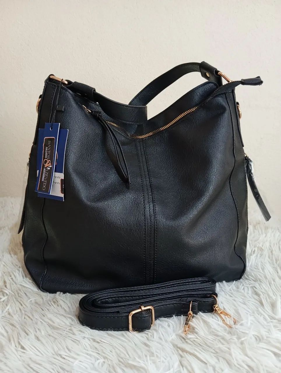 Bolsa Grande Preta com 08 Divisorias Luxo  