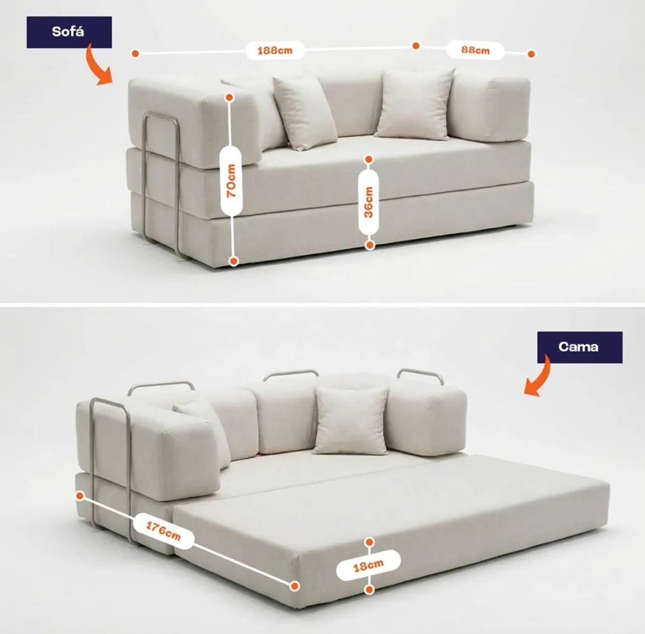 Sofá cama 188cm (Sofá na caixa) - Foto 4