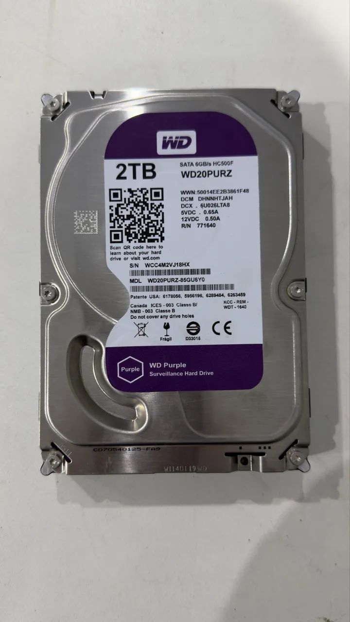 HD 2TB WD Purple Novo sem uso - Armazenamento - Vila Siam