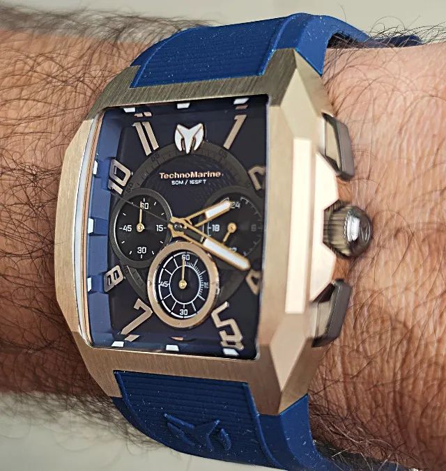 Relógio TechnoMarine Aqua Quadrant Rosé Azul - Foto 2