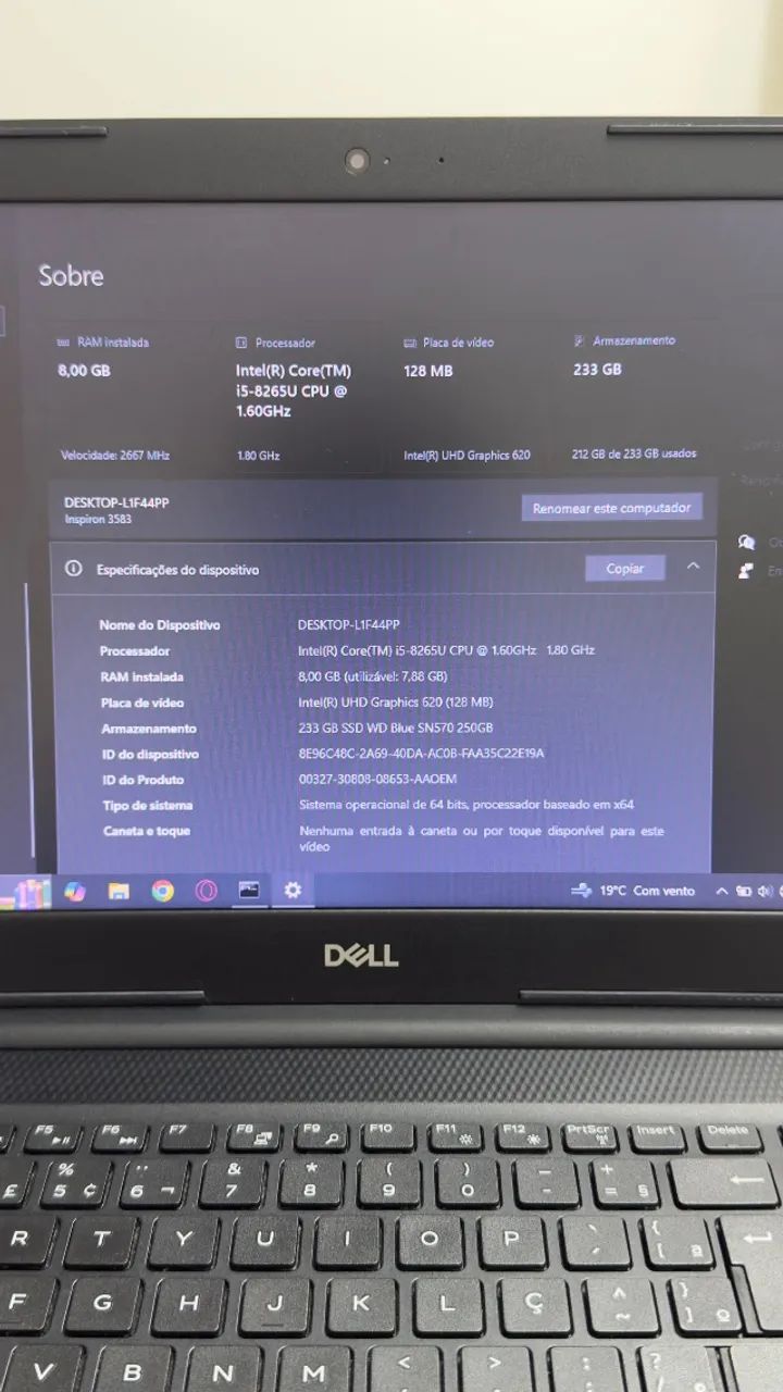 Notebook Dell Inspiron - i5 8th - 256gb SSD - 8GB RAM - Foto 3