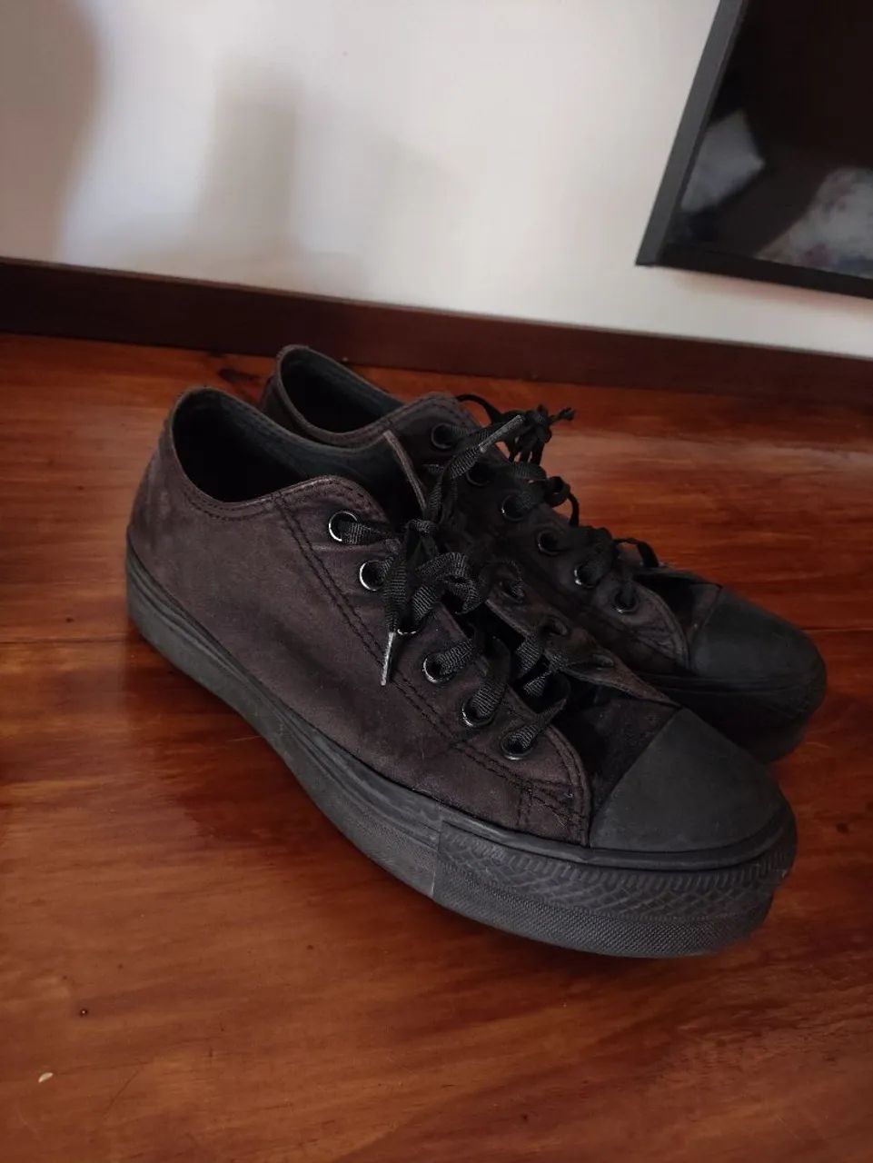 tênis converse all star all black 37 camurça plataforma cano baixo - Foto 3