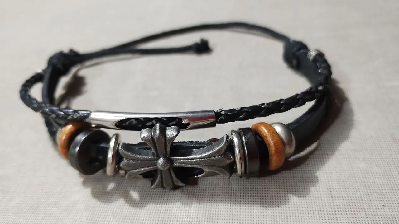 Pulseira de couro unissex 