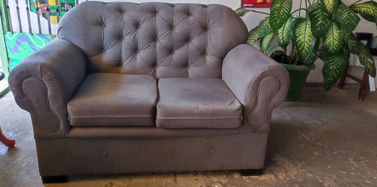 Sofá novo com dois lugares coberto com Suede macio eveludado - Foto 2