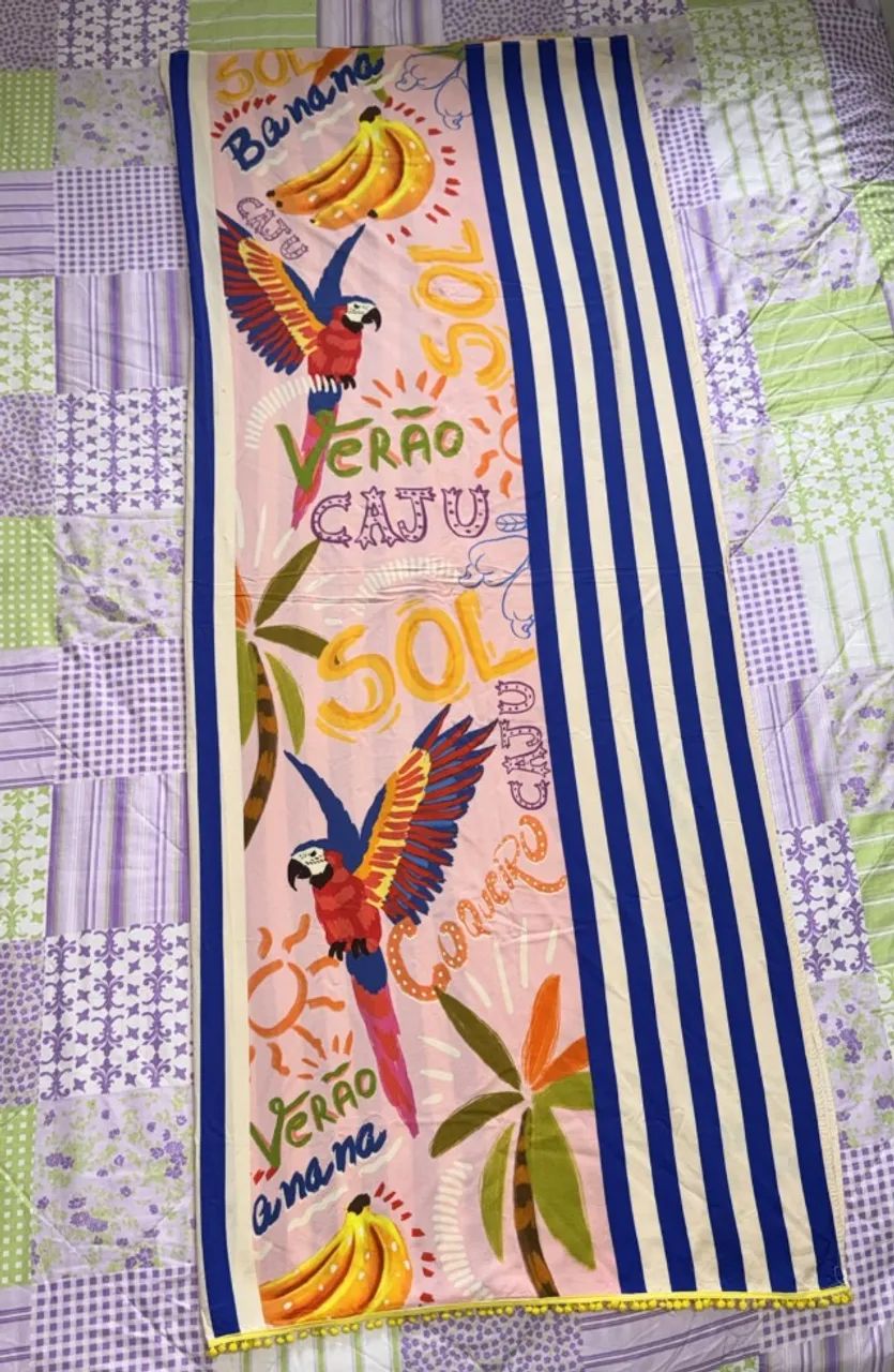 canga de viscose estampada de arara estilo farm  - Foto 4