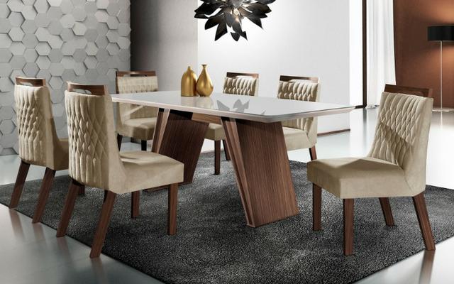 Sala Atena Conjunto Mesa com 6 Cadeiras LJ Móveis