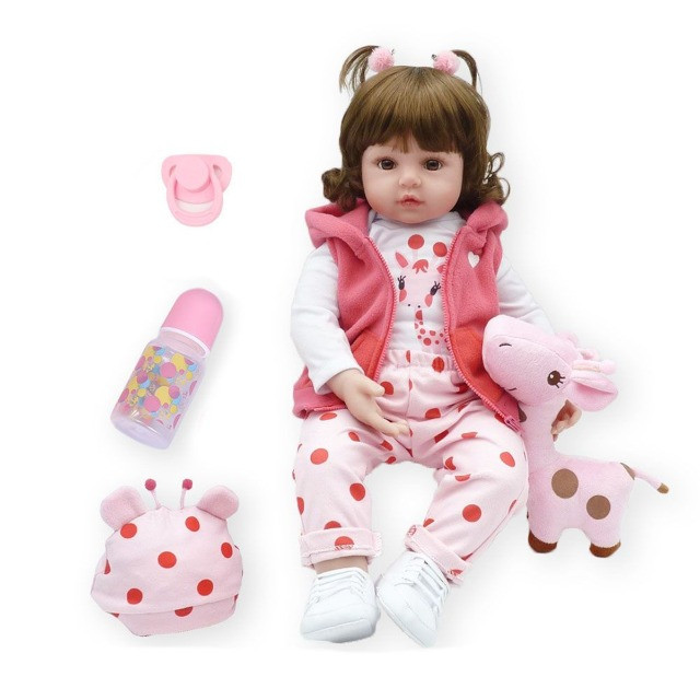 Bebê Reborn Boneca Realista 100% Silicone Girafa Criança