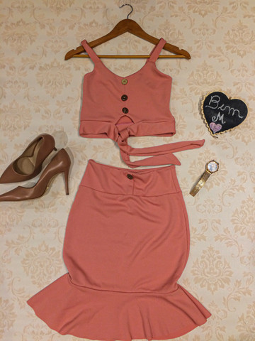 Promoção de conjunto (cropped+saia média) moda feminina