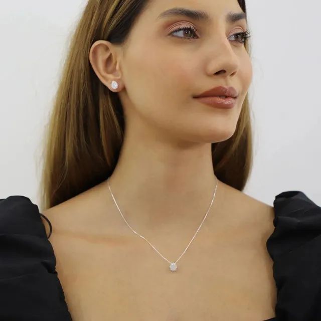 conjunto prata gota cravejada 