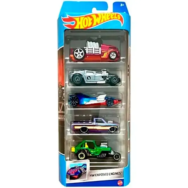 Cartela 5 Carrinhos Hot Wheels Hw Exposed Engines hly79 Mattel Original Lacrado