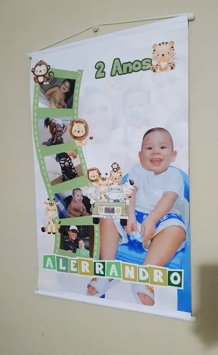 Banner personalizado para aniversário com as fotos do bebê - Foto 3