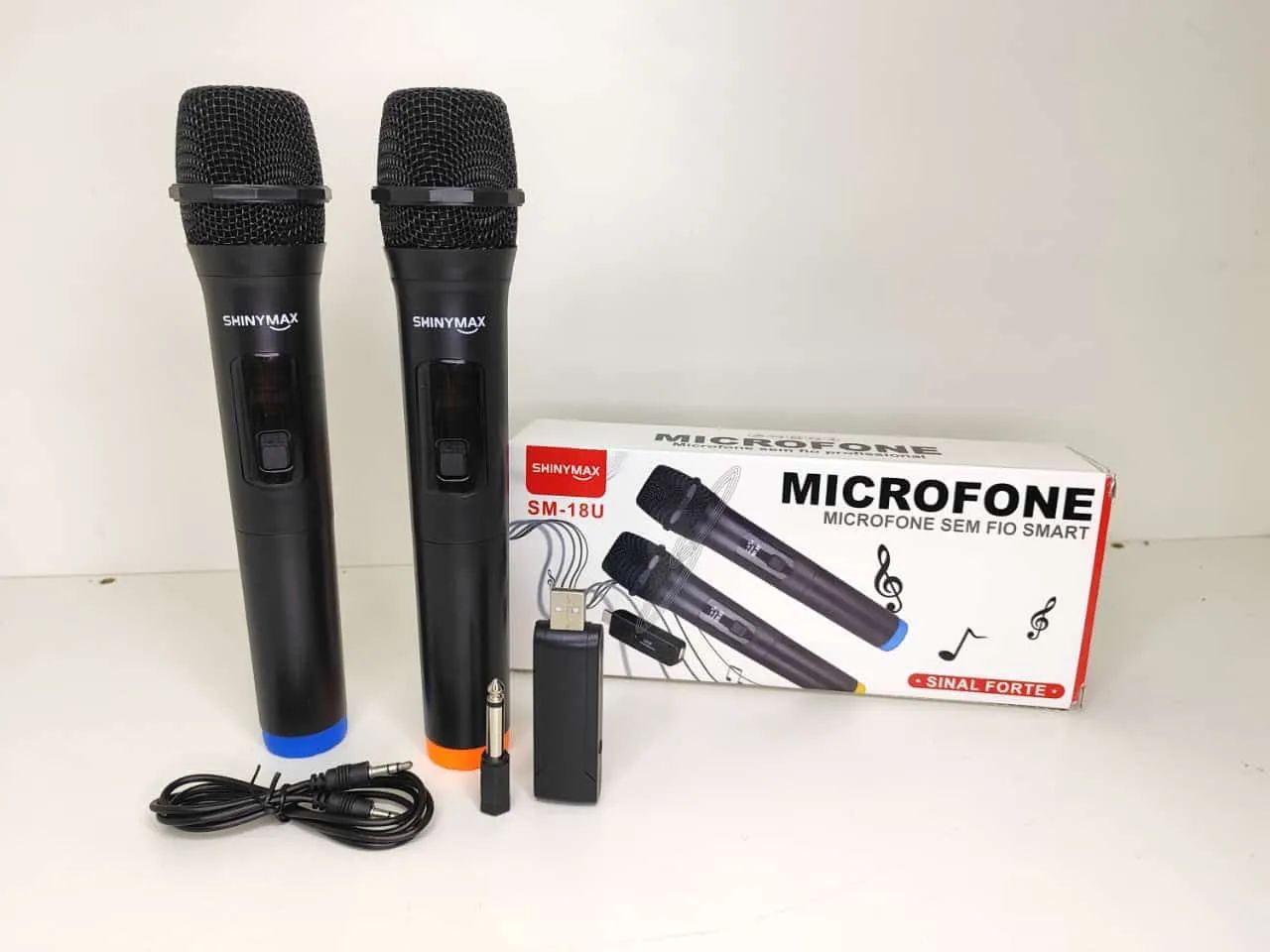 Microfone Sem Fio Duplo para Karaokê -  Shinymax SM-18U - Foto 2